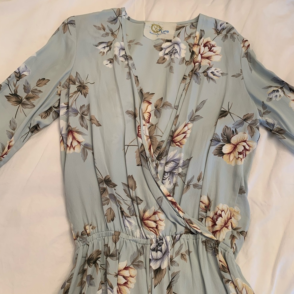 Blue Life light blue floral romper